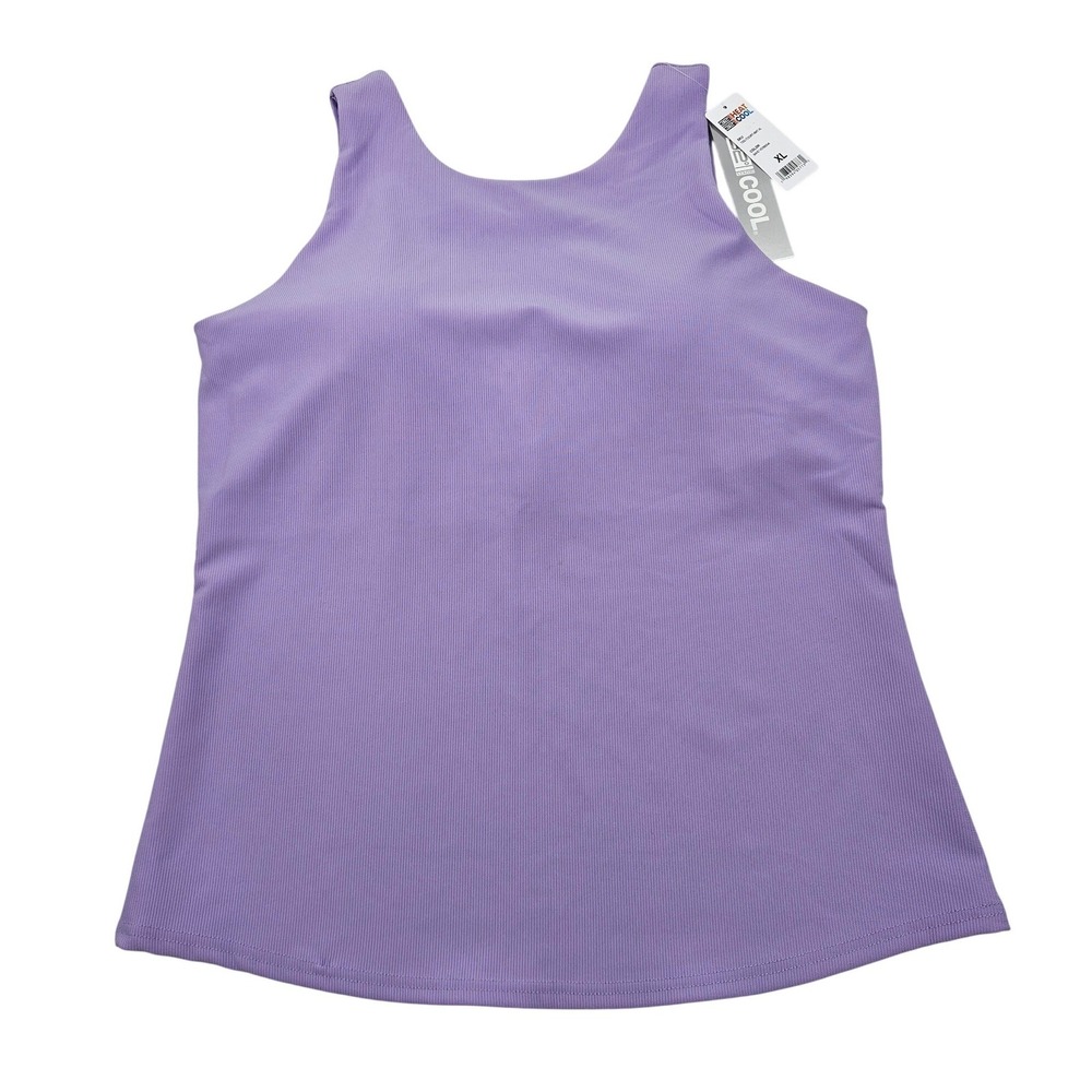 32 Degrees Cool Womens Ribbed Tank Top Built-In Shelf Bra Purple XL New